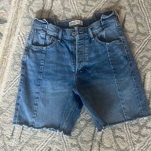 Abercrombie & Fitch Curve Love Dad Shorts - High Waisted Denim